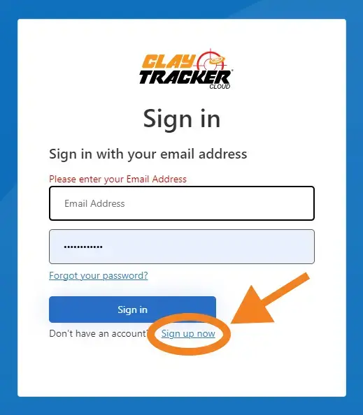 Finding the sign up link